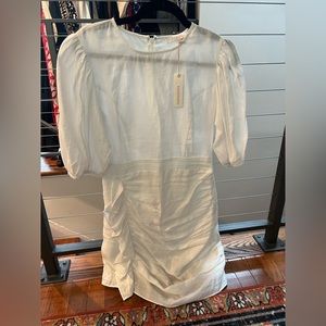 NWT: Linen Ruffled White Dress